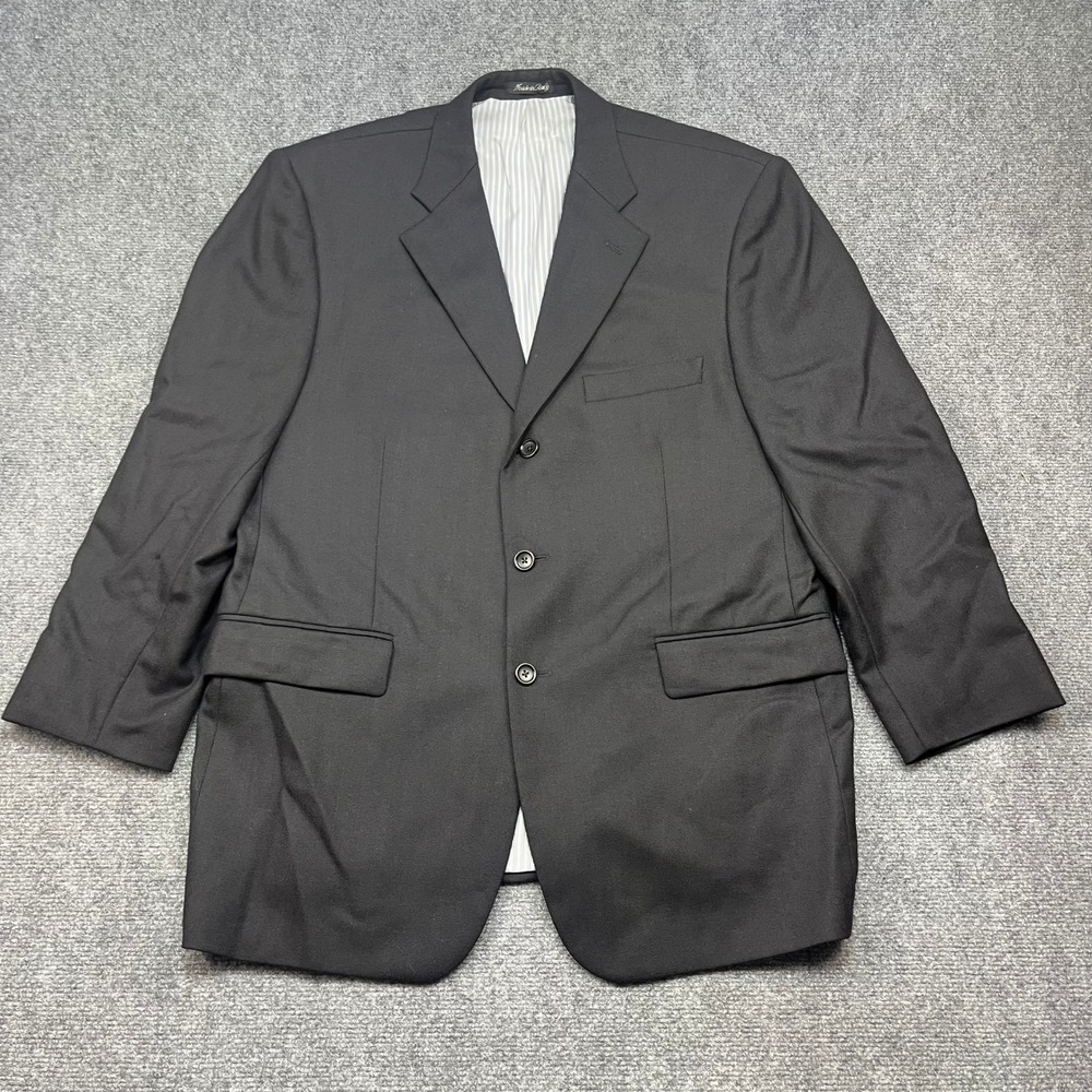 Ermenegildo Zegna Heritage Wool Blazer Black Herringbone Suit Jacket 44R 3Button